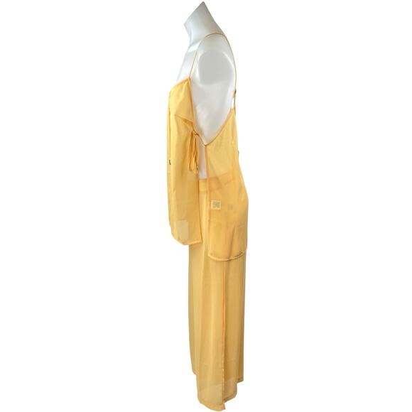 Lovers + Friends Valeria Yellow Sheer Beach Swim Cover Up Matching Set Size M - Picture 2 of 6